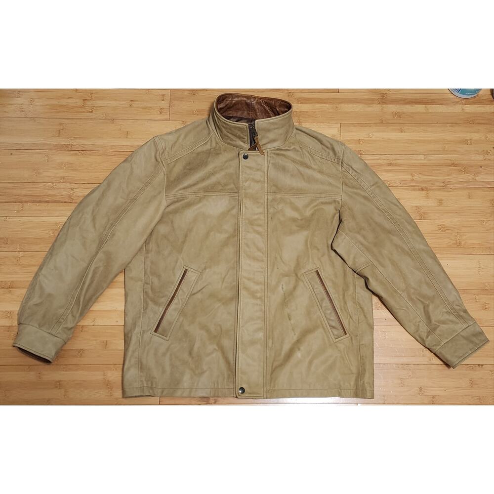 LONE PINE Leather Romeo Jacket Men 46 Brown Beige Wool Lined Outdoor Made In USA